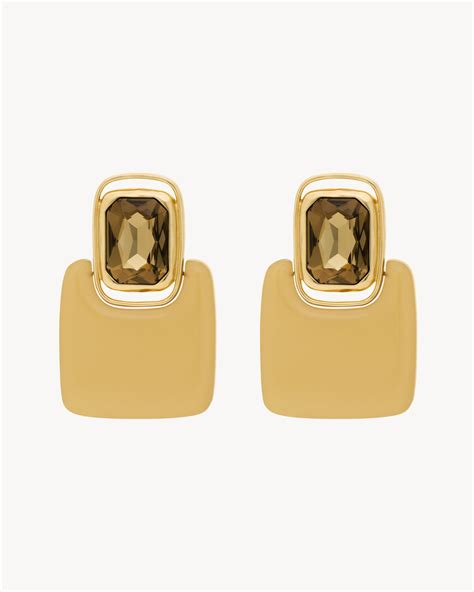 ysl oorbellen goud|ysl cabochon square earrings.